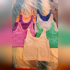 Zenana BIG LOT 7 Total Lots Colors OF Washed Ribbed Tanks